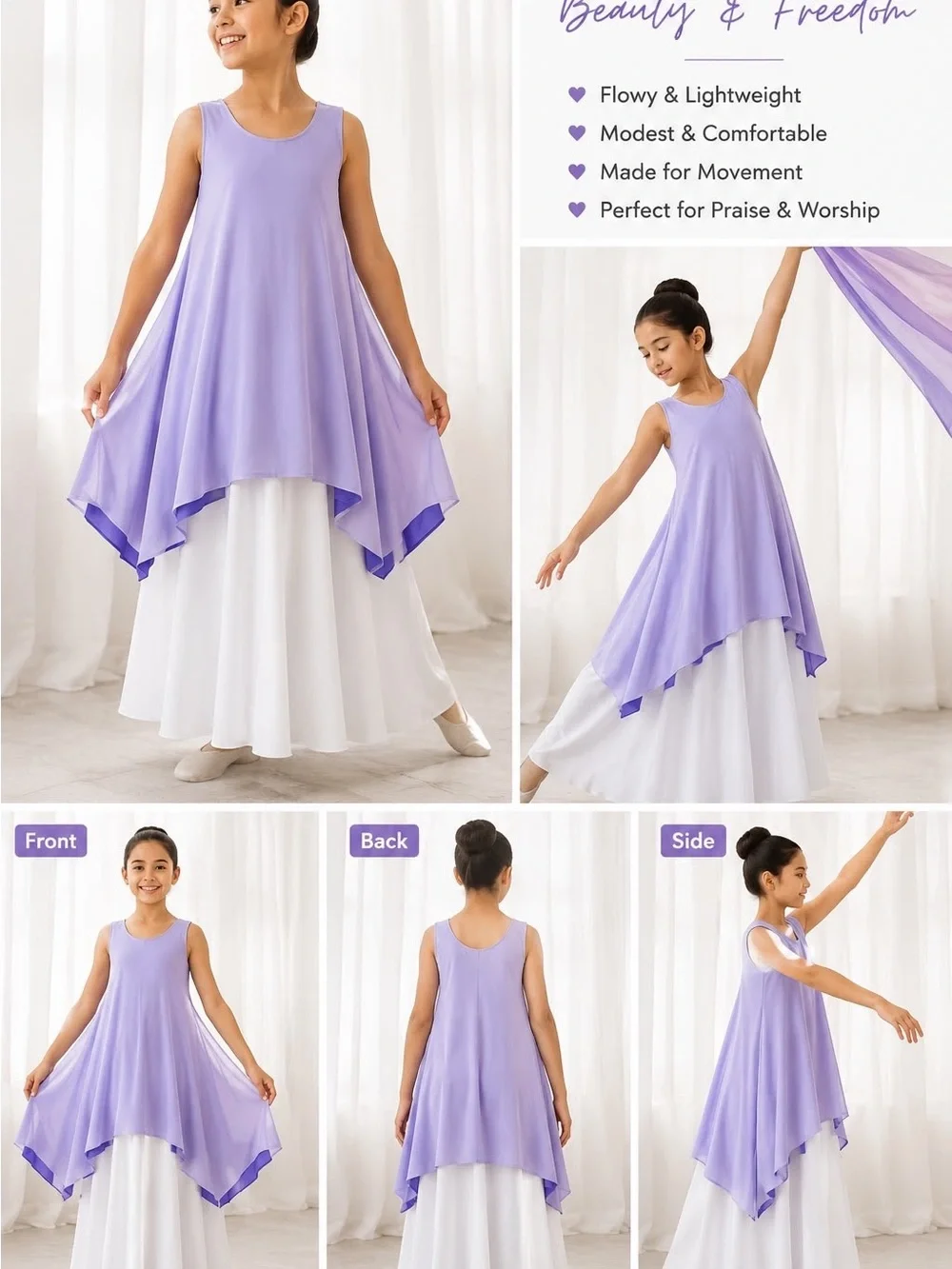 Lilac Layered Dance Dress for Girls - Kid's wo